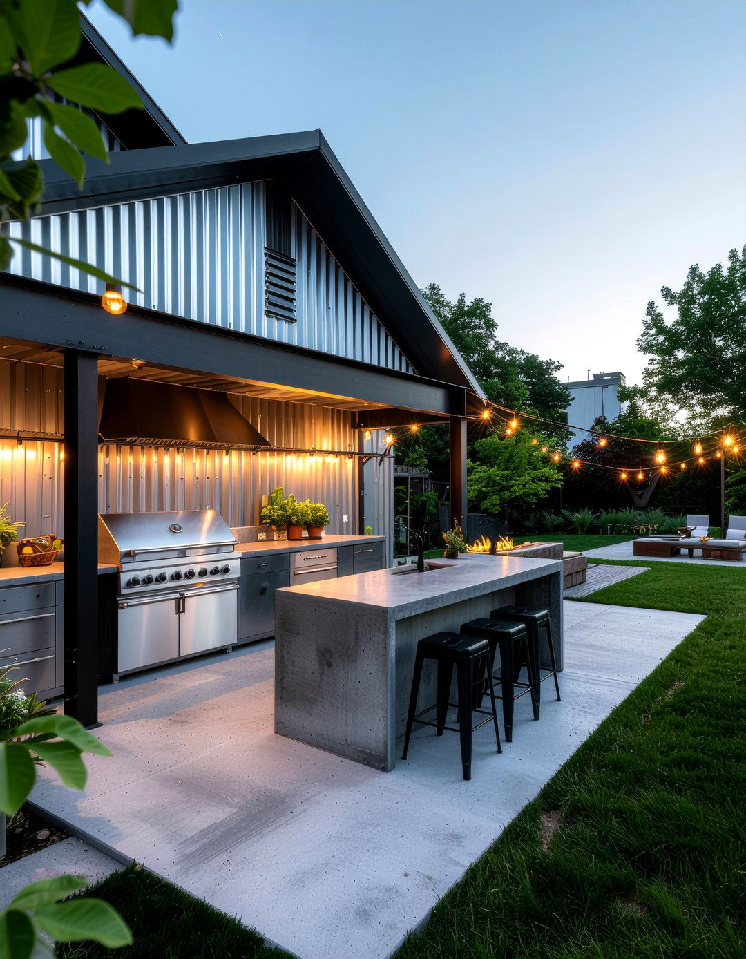 Industrial Outdoor Kitchen - 30 covered outdoor kitchen ideas