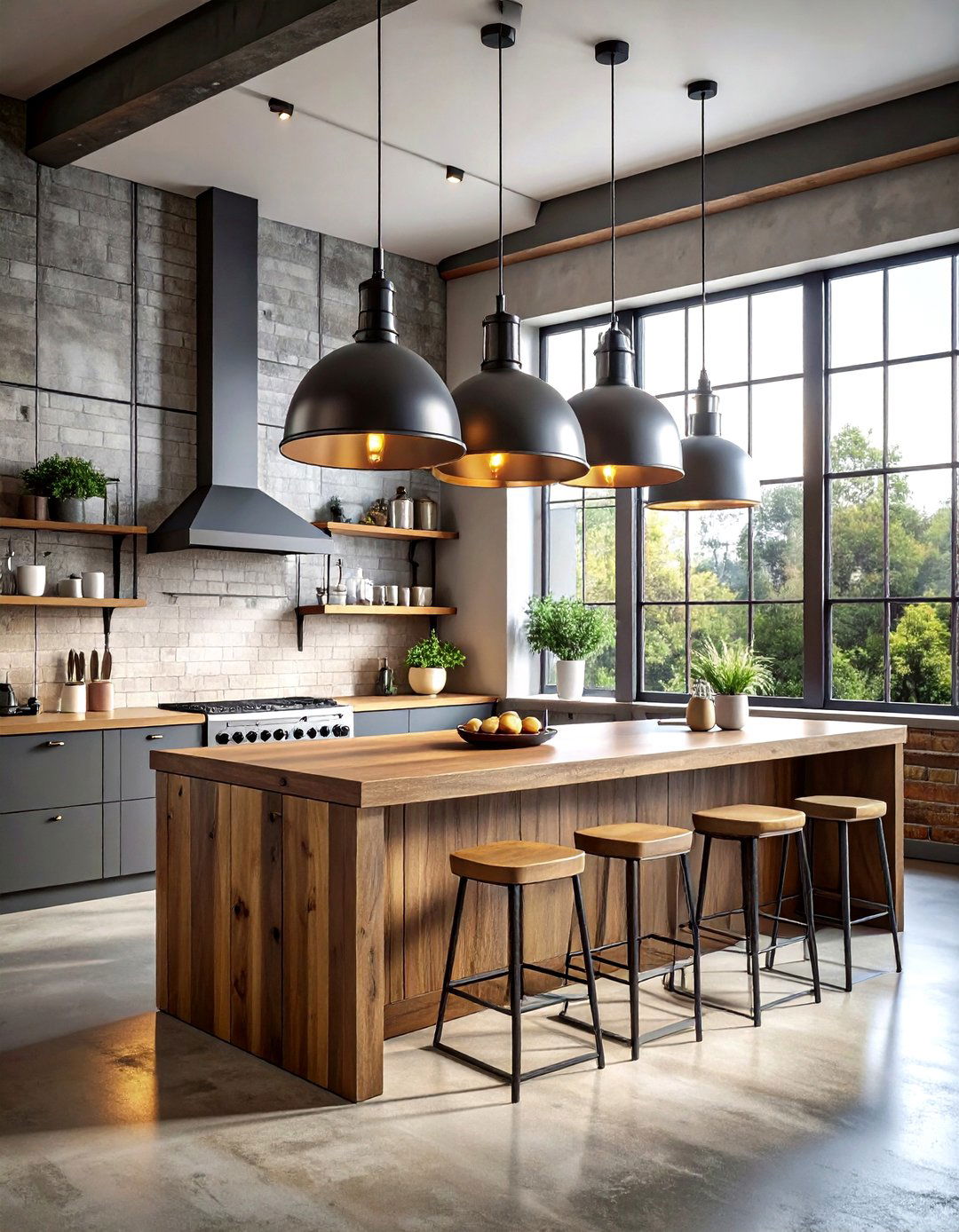 Industrial Pendant Lighting - 30 commercial style kitchen ideas
