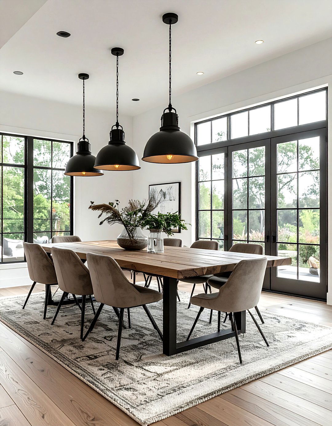Industrial Pendant Lighting Dining Room - 30 modern farmhouse decor ideas