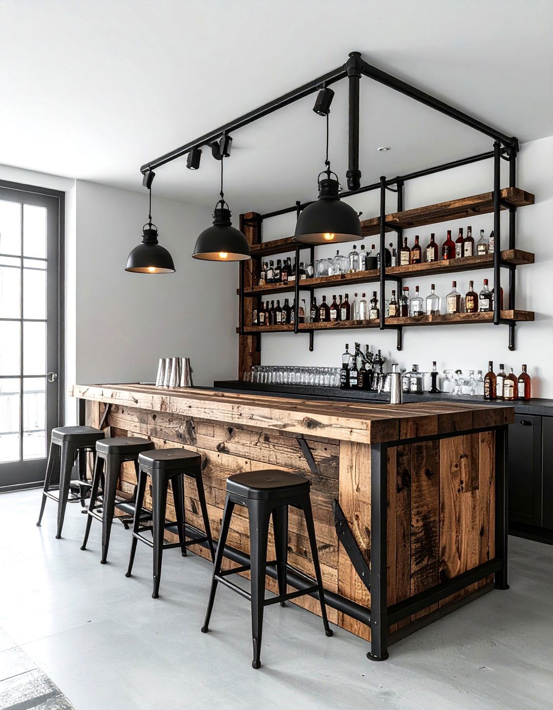 Industrial Pipe Bar - 30 dining room bar ideas