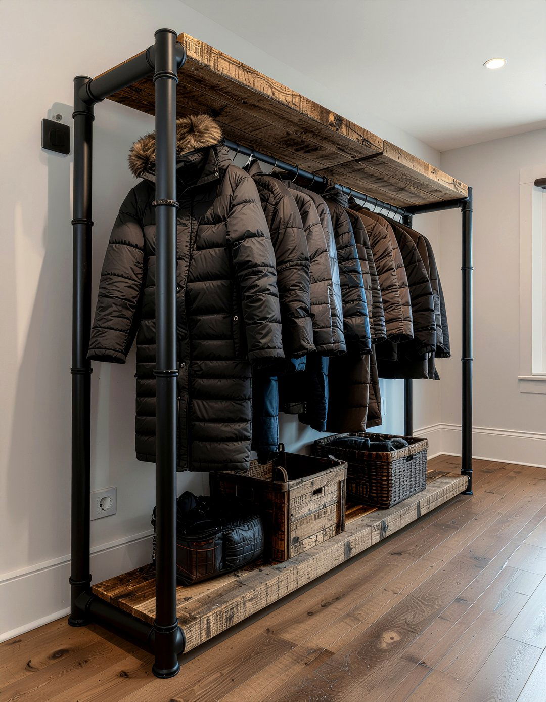 Industrial Pipe Clothing Rack - 30 entryway organization ideas