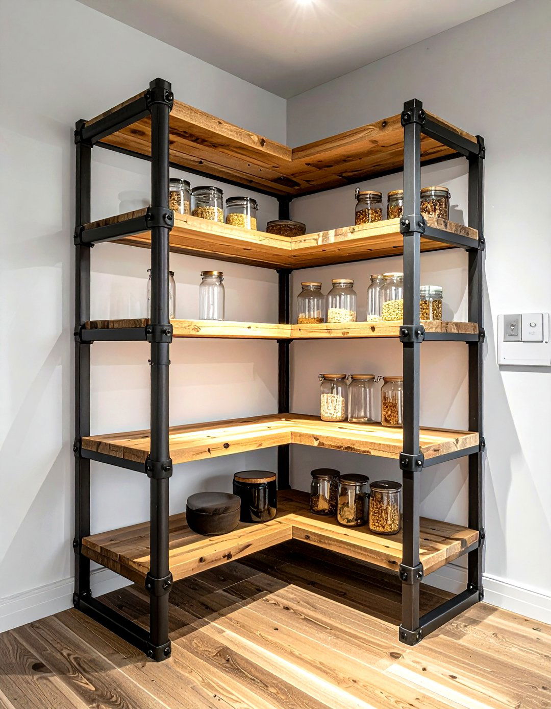 Industrial Pipe Corner Shelving - 30 kitchen corner shelving ideas