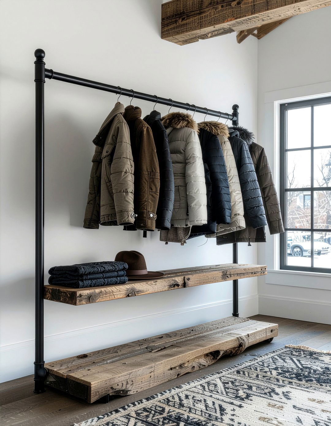 Industrial Pipe Garment Rack - 30 entryway storage ideas