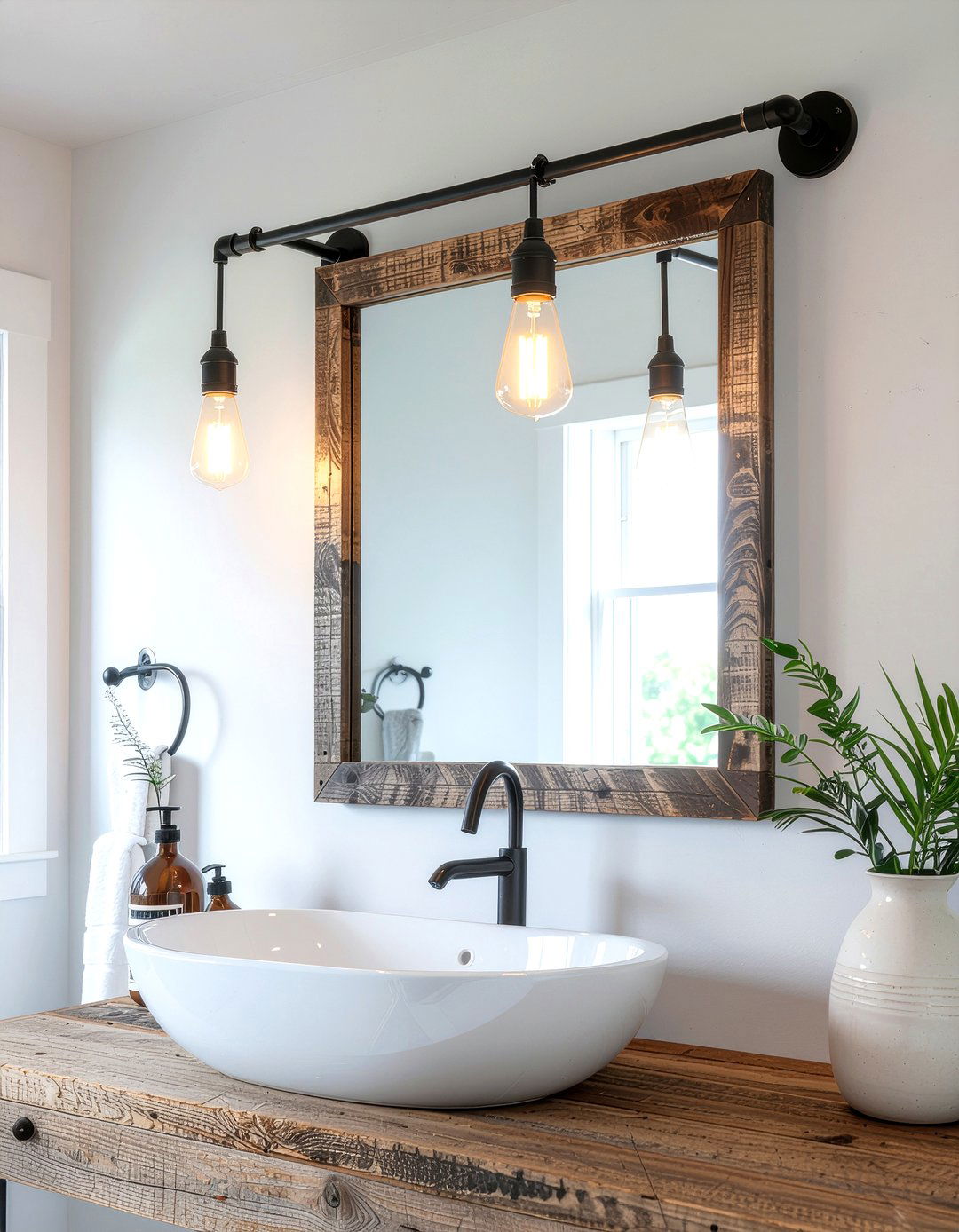 Industrial Pipe Light - 30 bathroom project ideas