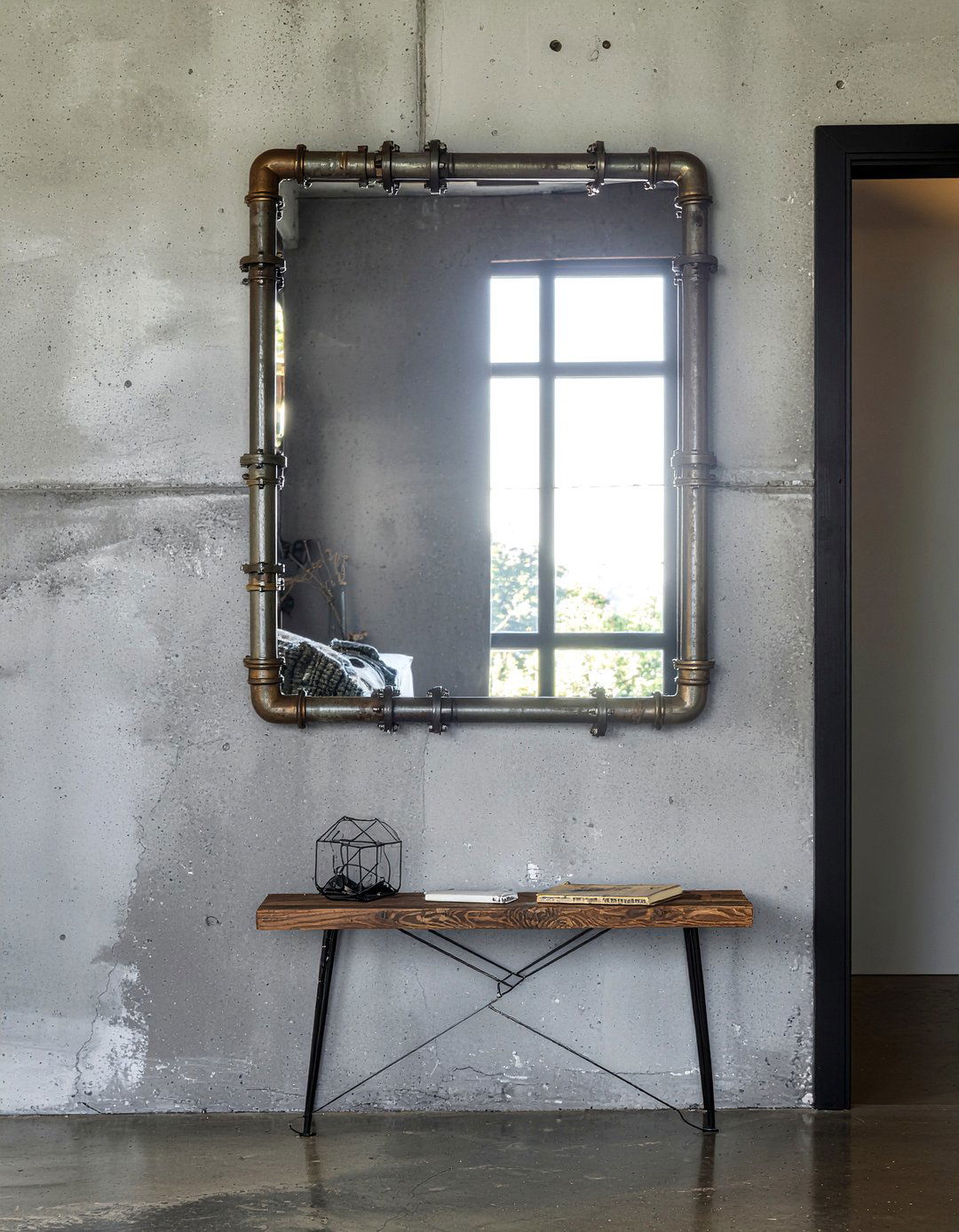 Industrial Pipe Mirror - 30 bedroom mirrors
