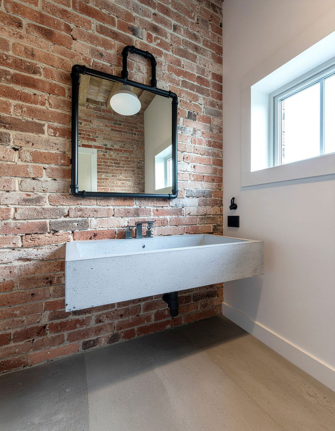 Industrial Pipe Mirror - 30 bathroom mirror accent ideas