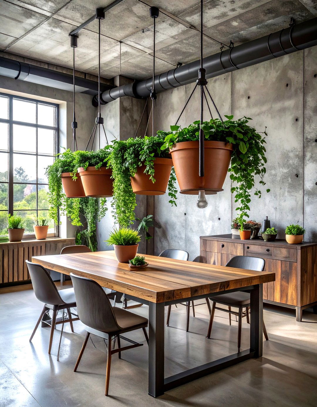 Industrial Pipe Plant Hanger - 30 dining room hanging plant ideas