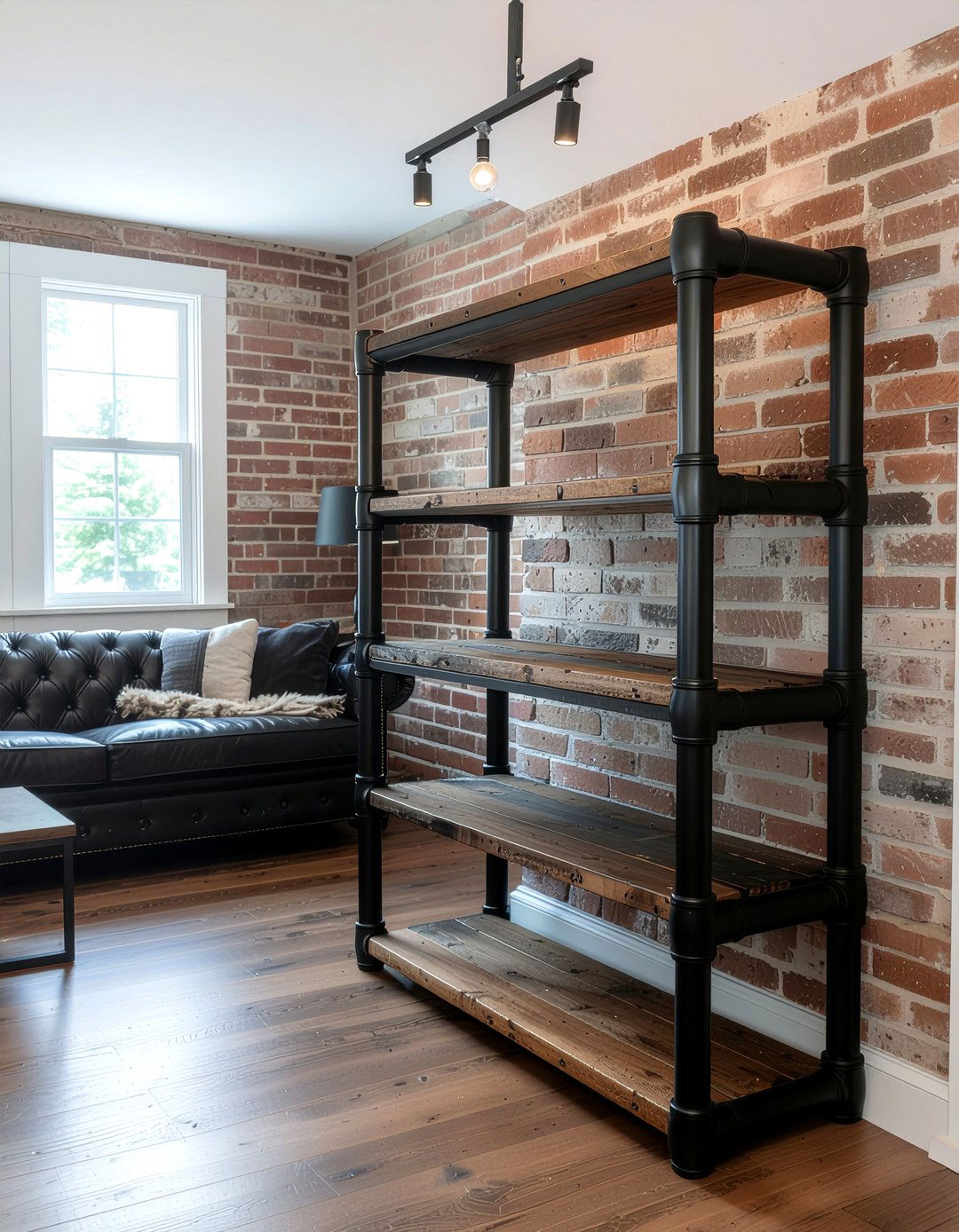 Industrial Pipe Shelf - 30 cheap living room furniture ideas