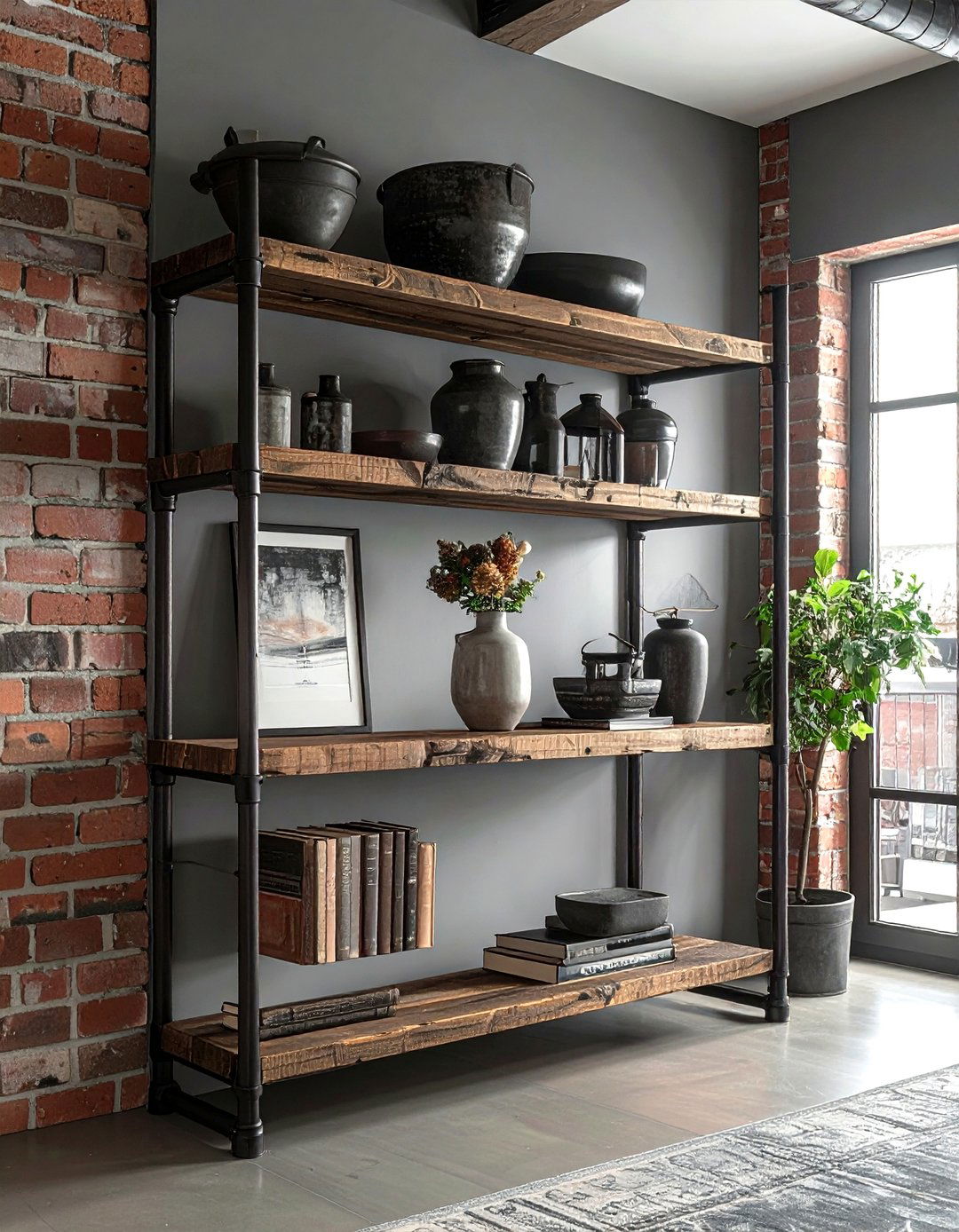 Industrial Pipe Shelving - 30 dining room corner shelving ideas