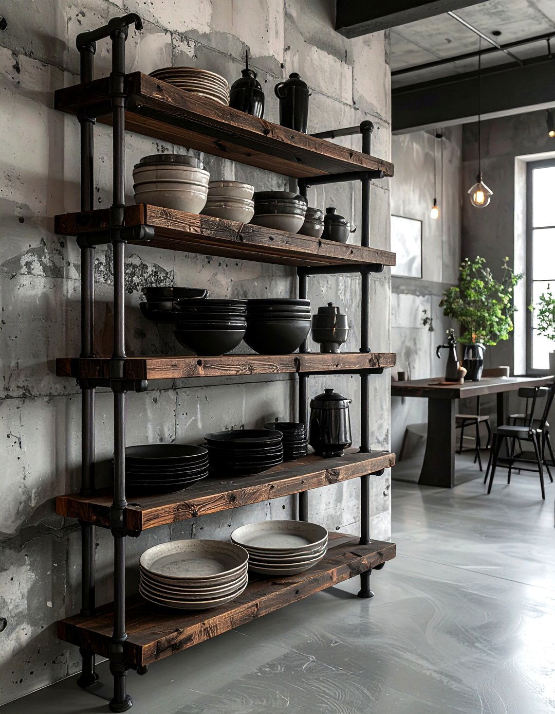 Industrial Pipe Shelving - 30 dining room creative storage ideas