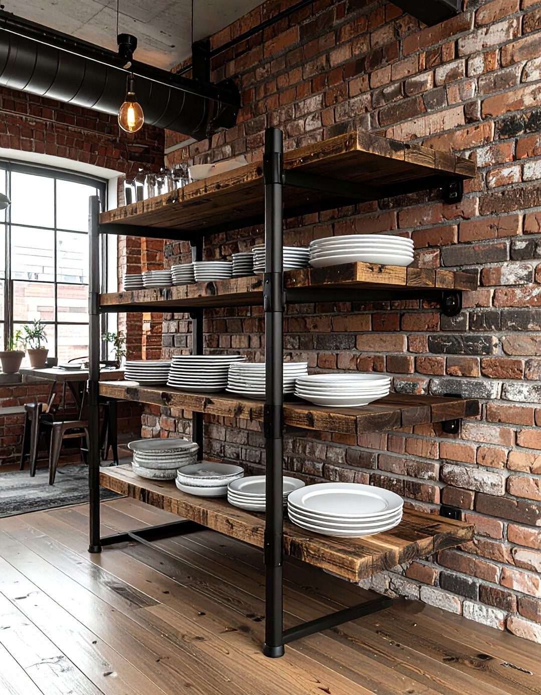 Industrial Pipe Shelving - 30 dining room wall storage ideas