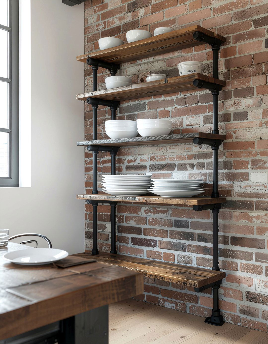 Industrial Pipe Shelving - 30 DIY dining room decor ideas