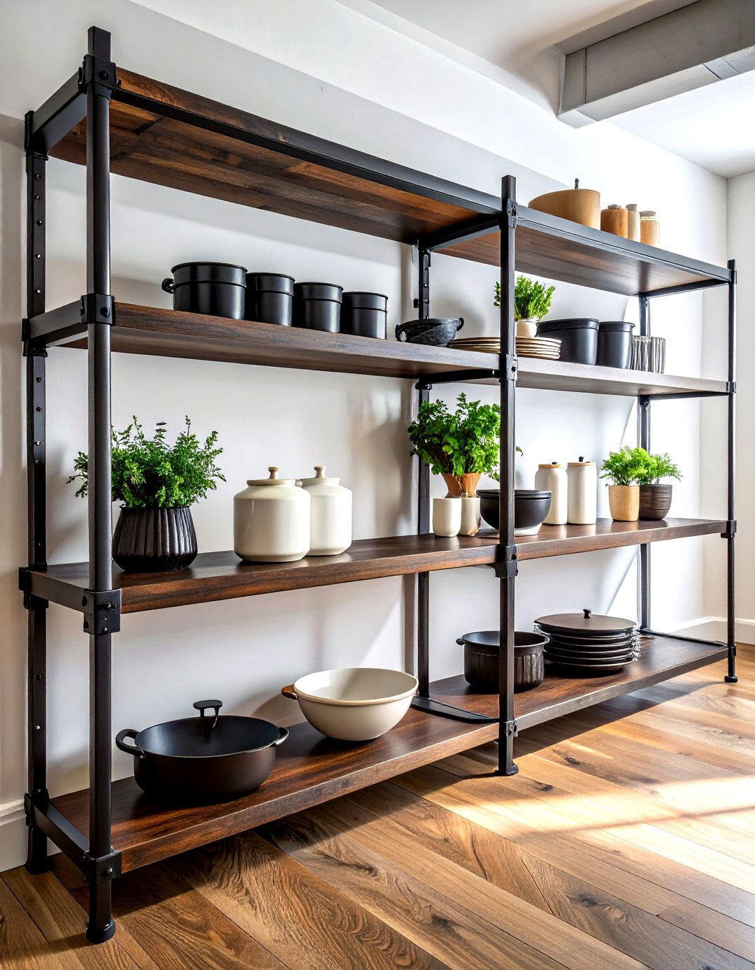 Industrial Pipe Shelving - 30 kitchen overhead storage ideas