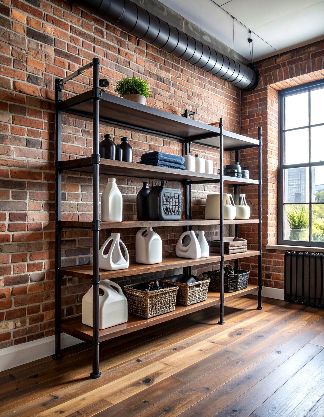 Industrial Pipe Shelving - 30 laundry room shelving ideas