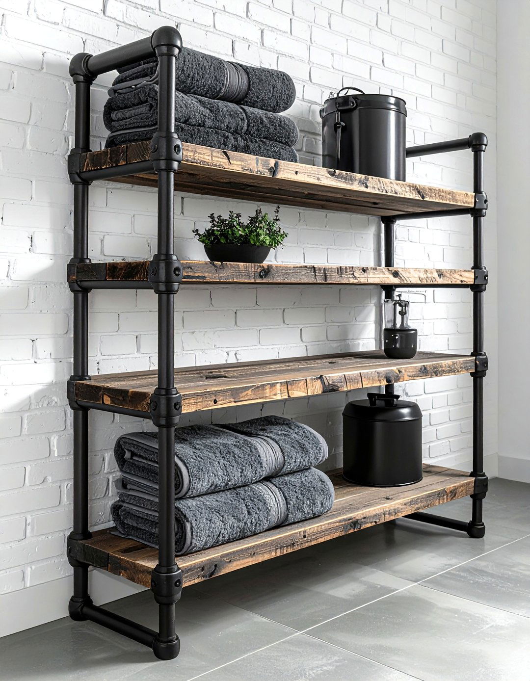 Industrial Pipe Shelving - 30 bathroom shelving ideas