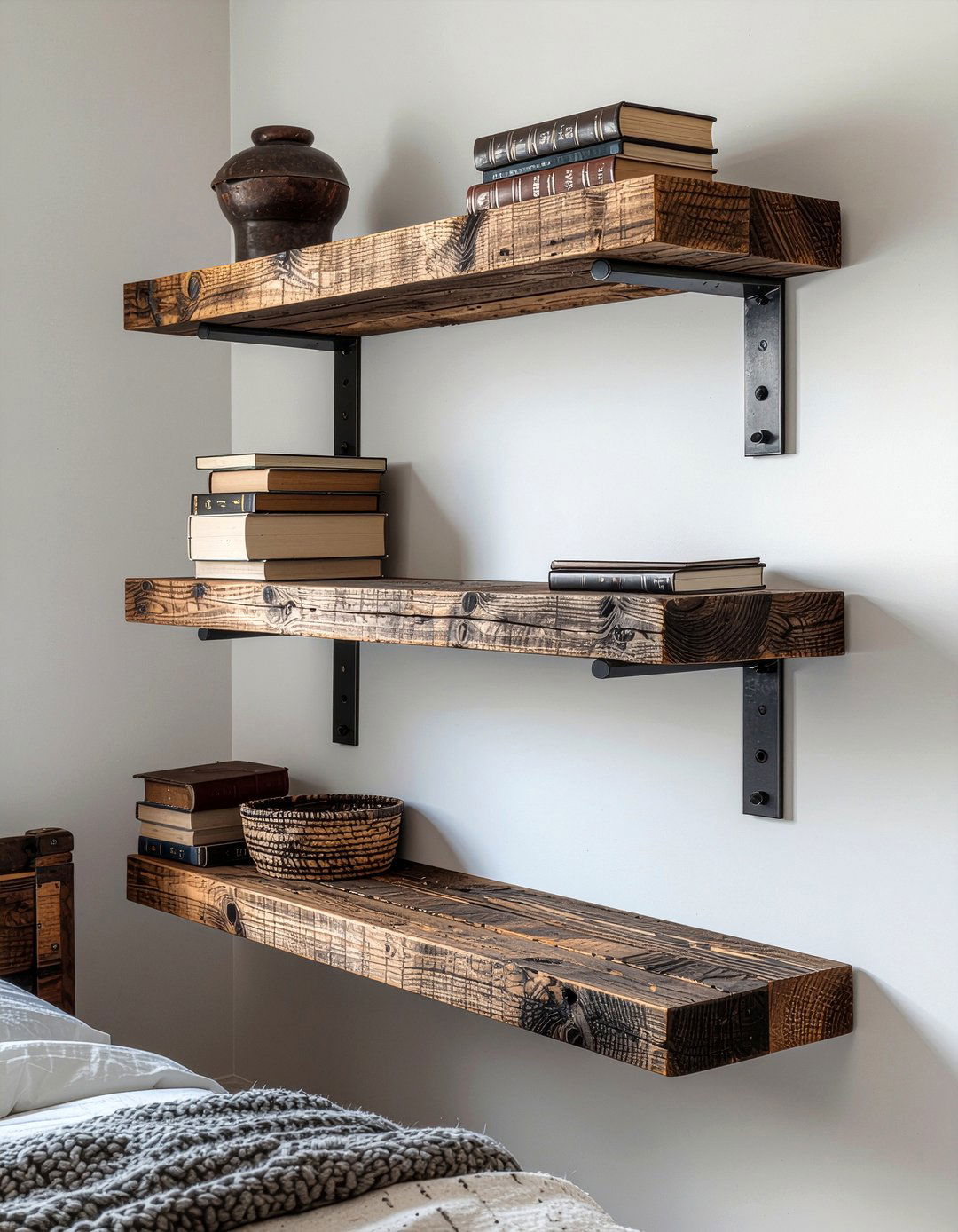 Industrial Pipe Shelving - 30 bedroom wall shelving ideas