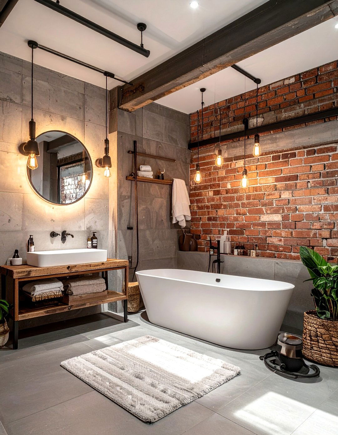 Industrial Pipe Wall Lamp - 30 bathroom lamp ideas