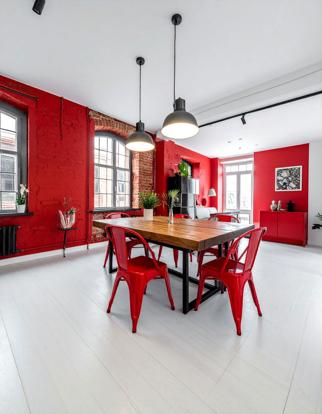 Industrial Red Dining Room - 30 red dining room ideas