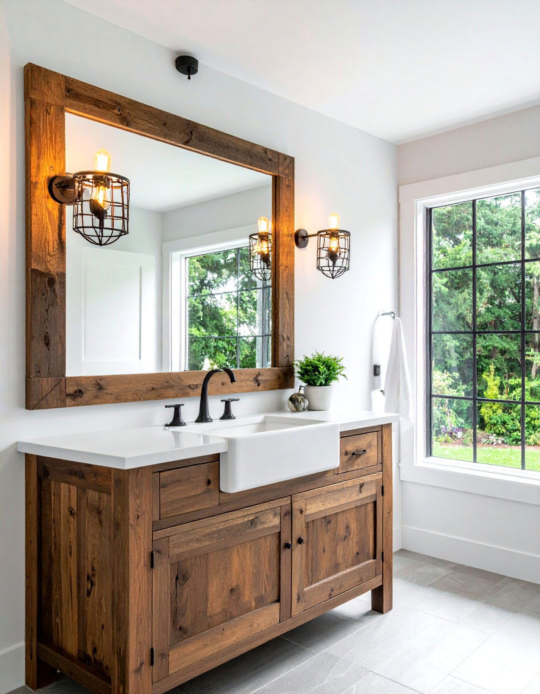 Industrial Sconce Lighting - 30 farmhouse bathroom ideas
