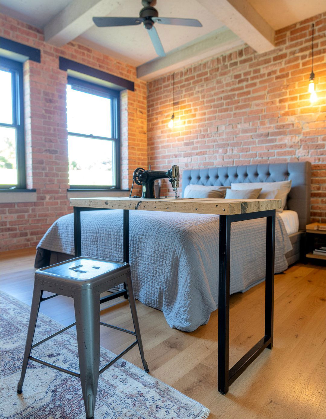 Industrial Sewing Workspace - 30 bedroom sewing nook ideas