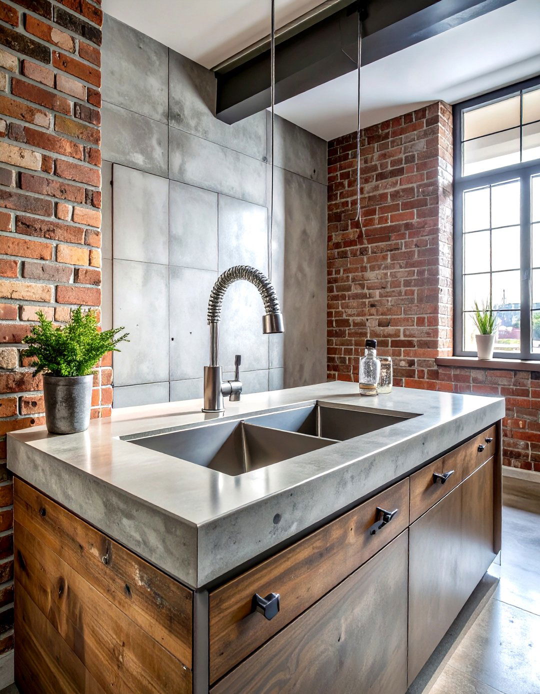 Industrial Spring Spout Faucet - 30 pull-down kitchen faucet ideas