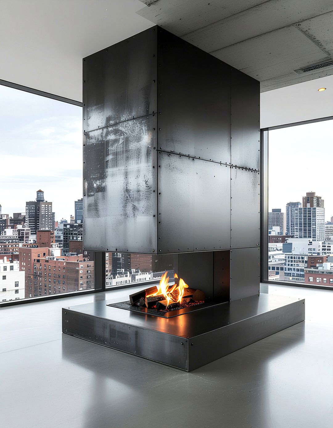 Industrial Steel Fireplace - 30 fireplace surround ideas