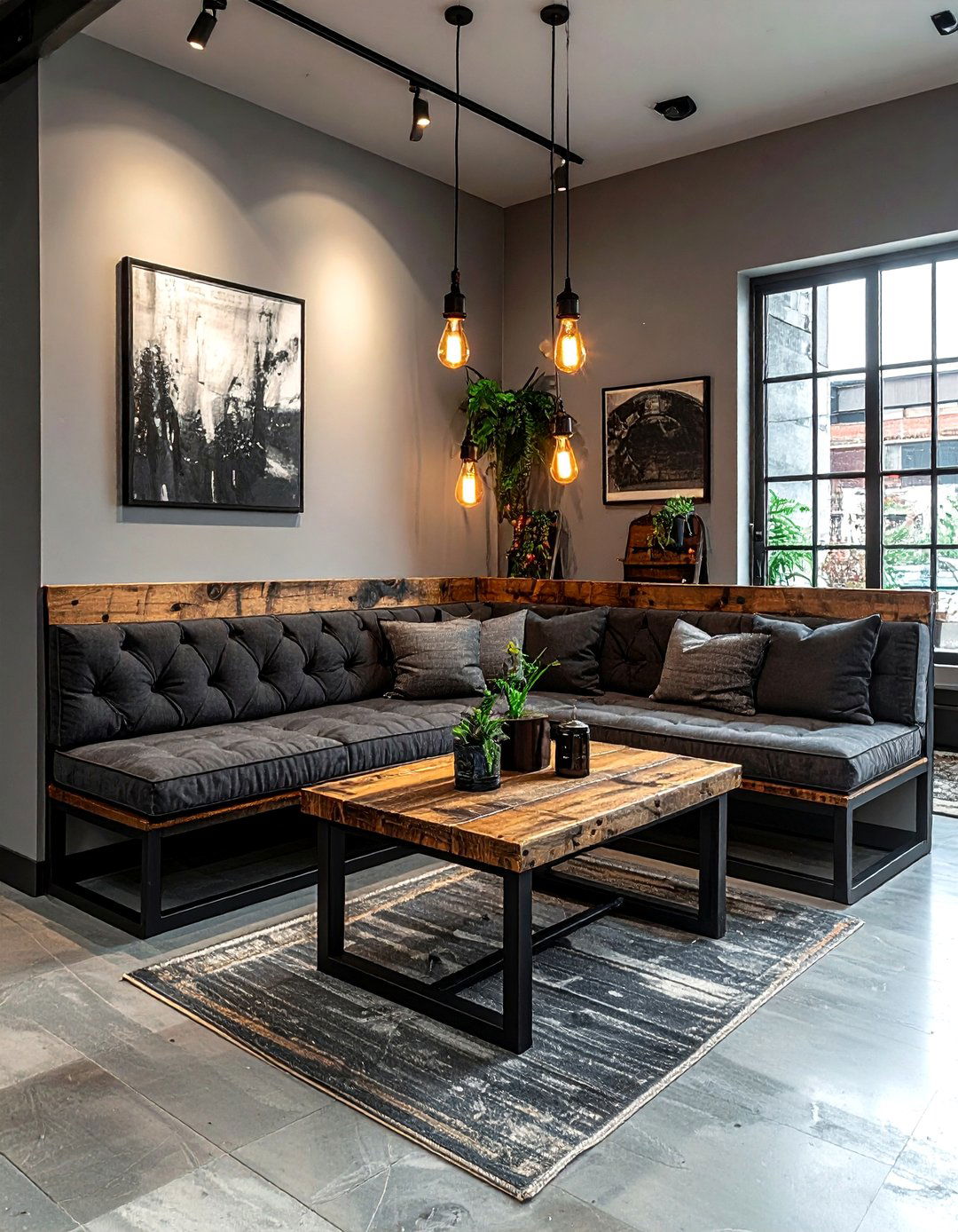 Industrial Style Banquette - 30 corner banquette dining ideas
