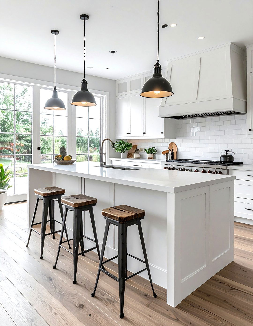 Industrial Style Bar Stools - 30 farmhouse kitchen ideas