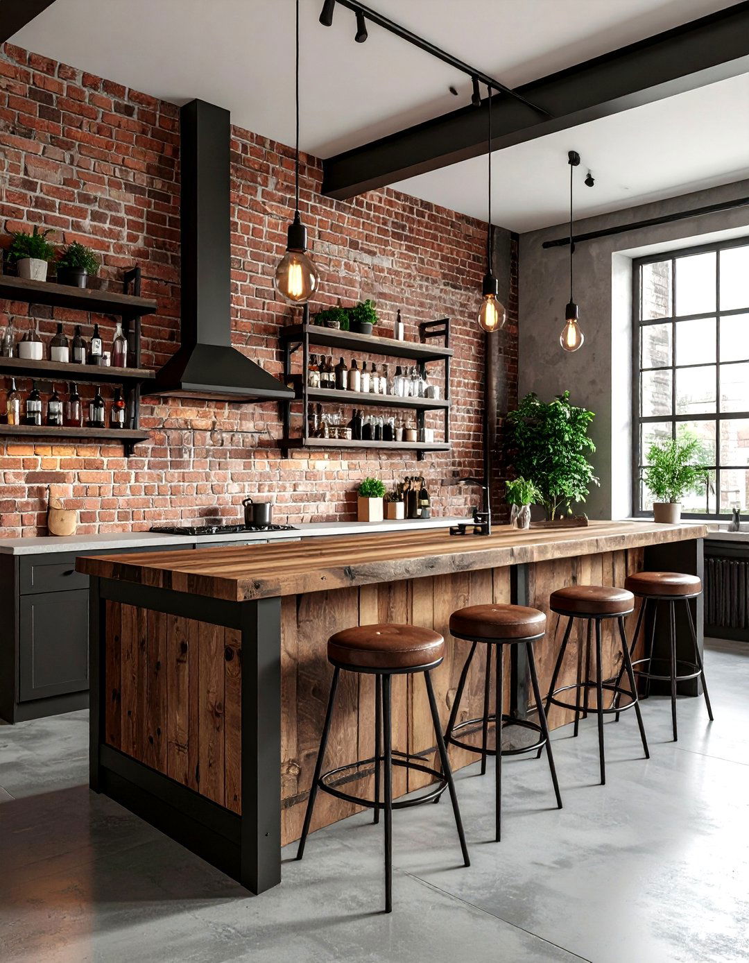 Industrial Style Bar - 30 home bar decor ideas