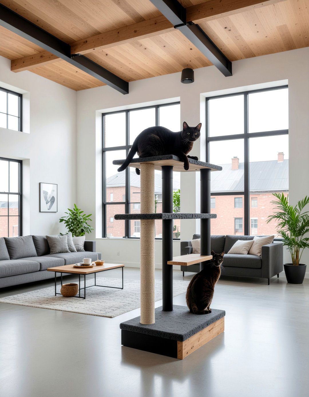 Industrial Style Cat Tree - 30 cat tree living room ideas