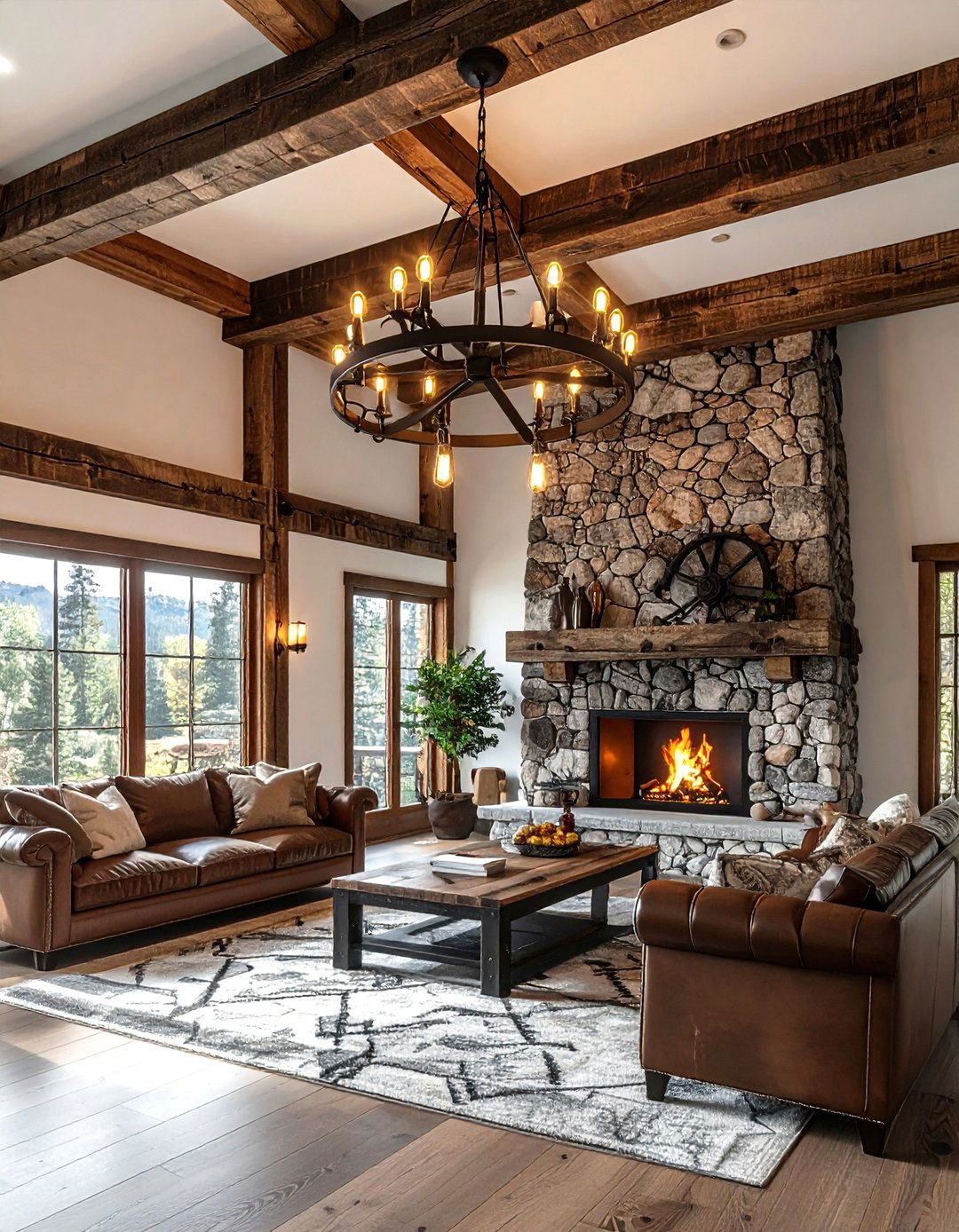 Industrial Style Chandelier - 30 living room lighting design