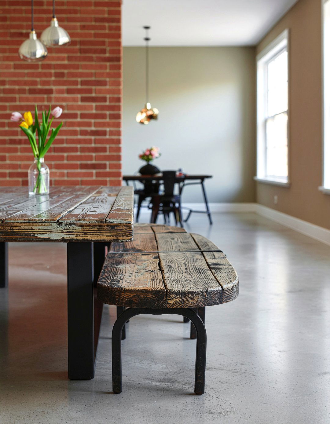 Industrial Style Curved Dining Bench - 30 curved dining bench ideas