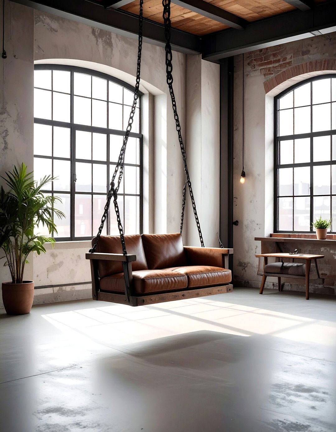 Industrial Style Hanging Chair - 30 living room hanging chair ideas