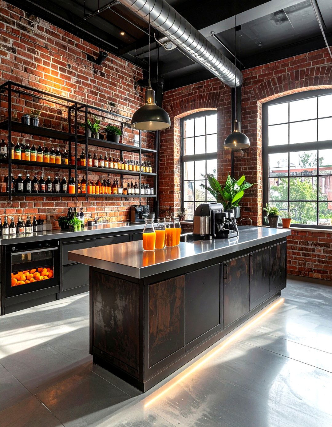 Industrial Style Juice Station - 30 kitchen juice bar ideas