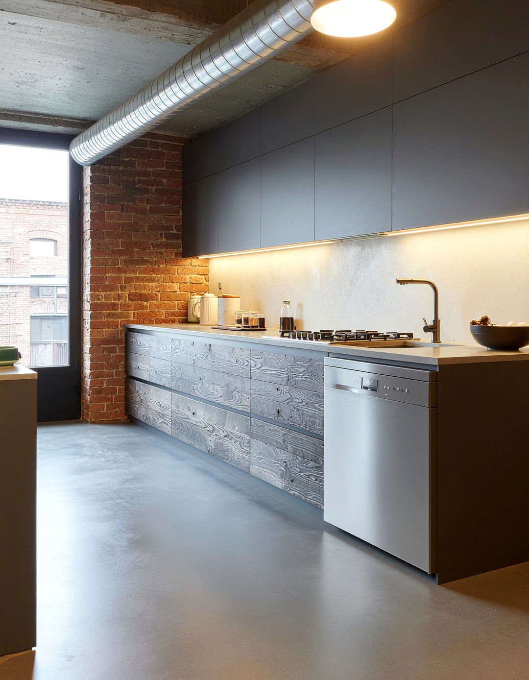 Industrial Style Kitchen - 30 panel-ready dishwasher kitchen ideas