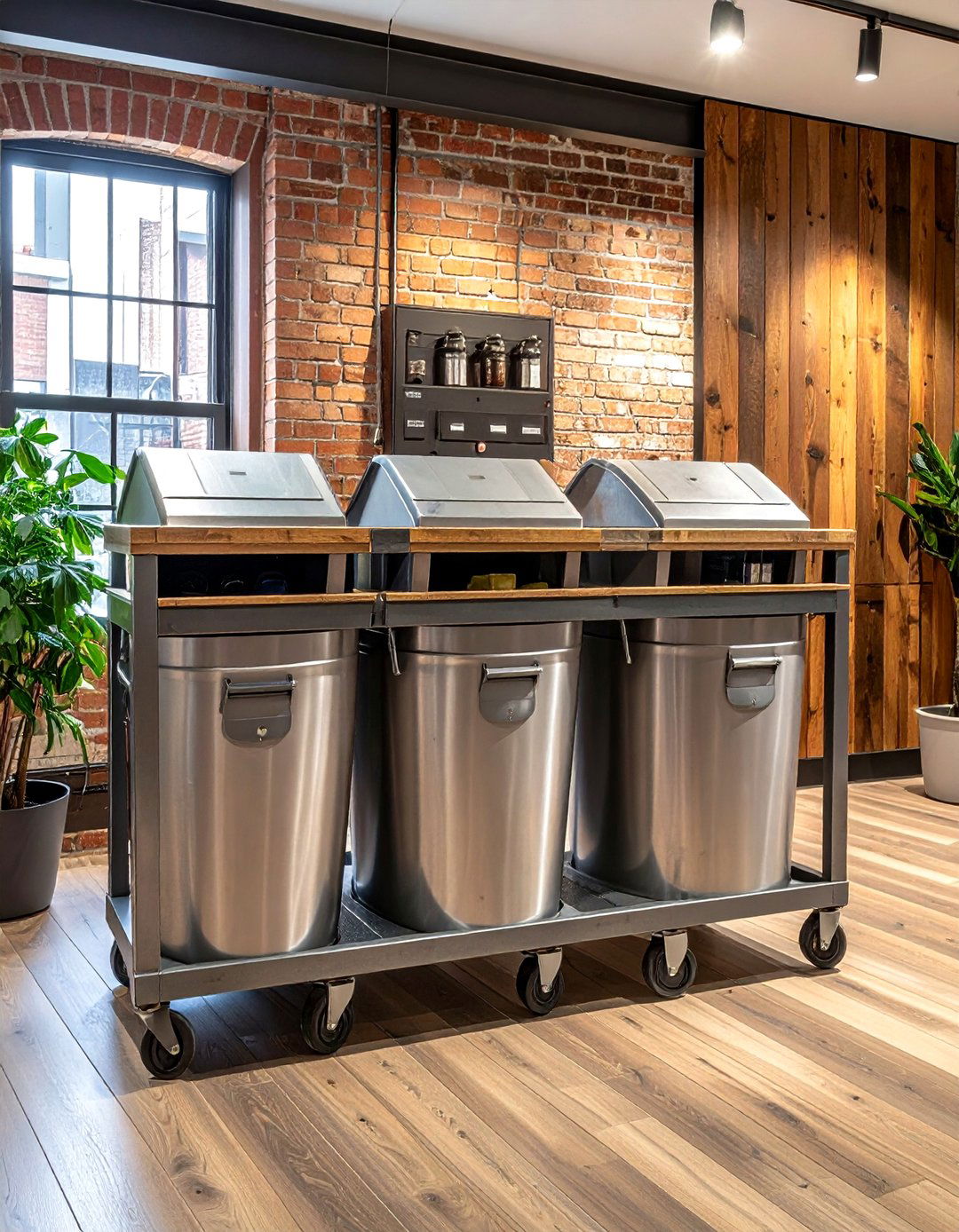 Industrial Style Recycling Station - 30 recycling center kitchen ideas