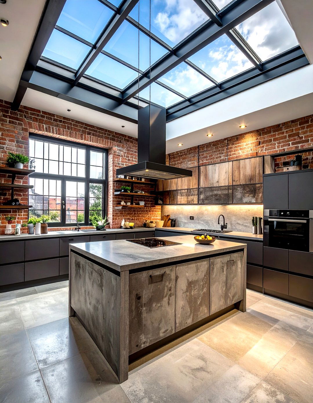 Industrial Style Skylight - 30 kitchen skylight ideas