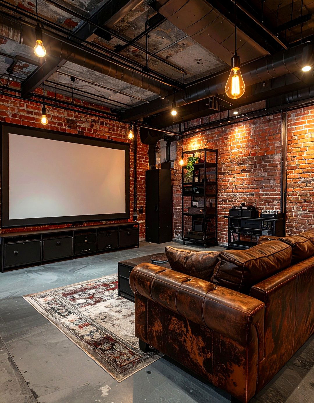 Industrial Style Theater - 30 living room home theater ideas