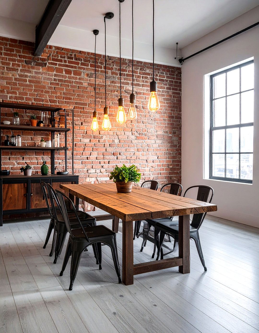 Industrial Style With Antique Workbench Table - 30 inherited dining room ideas