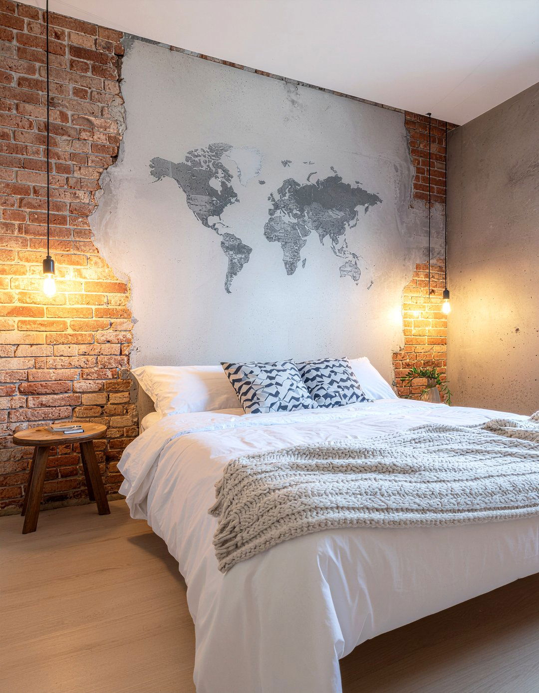 Industrial Style World Map Mural - 30 world map bedroom ideas