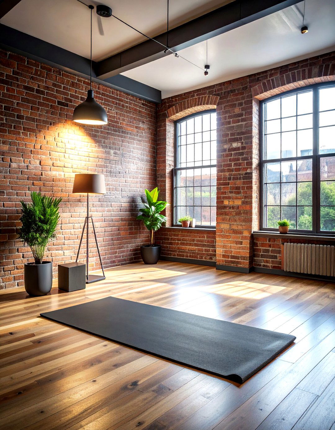 Industrial Style Yoga Corner - 30 yoga living room ideas