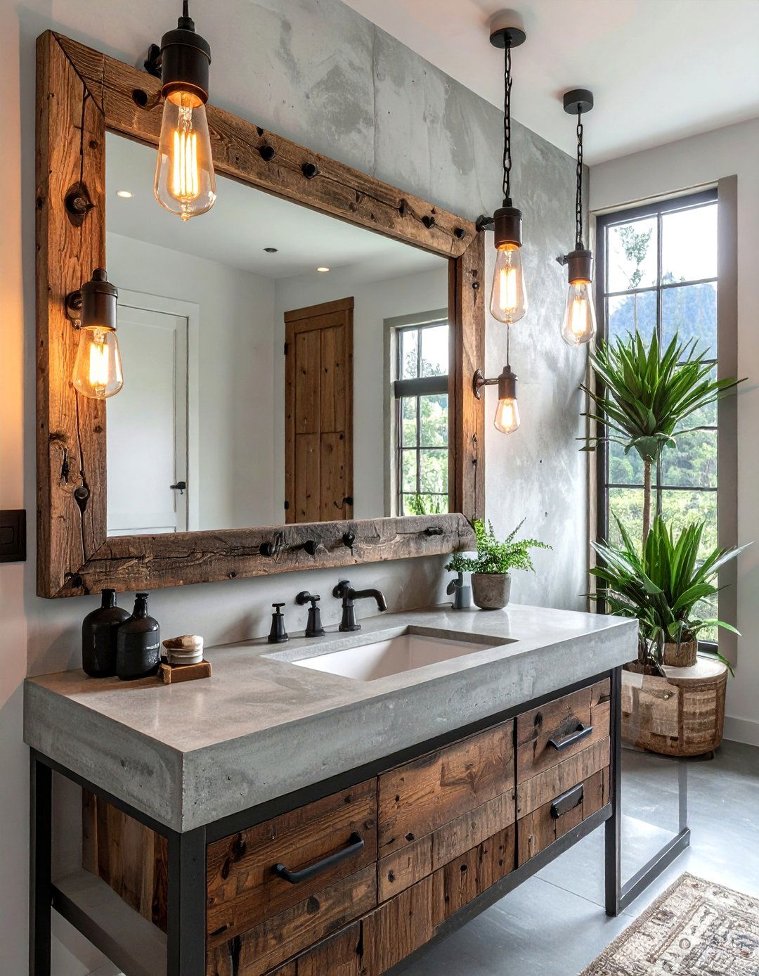 Industrial Vanity Light Fixture - 30 vintage modern bathroom ideas