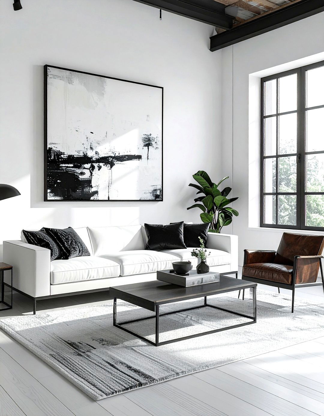Industrial Wall Art - 30 industrial white living room ideas