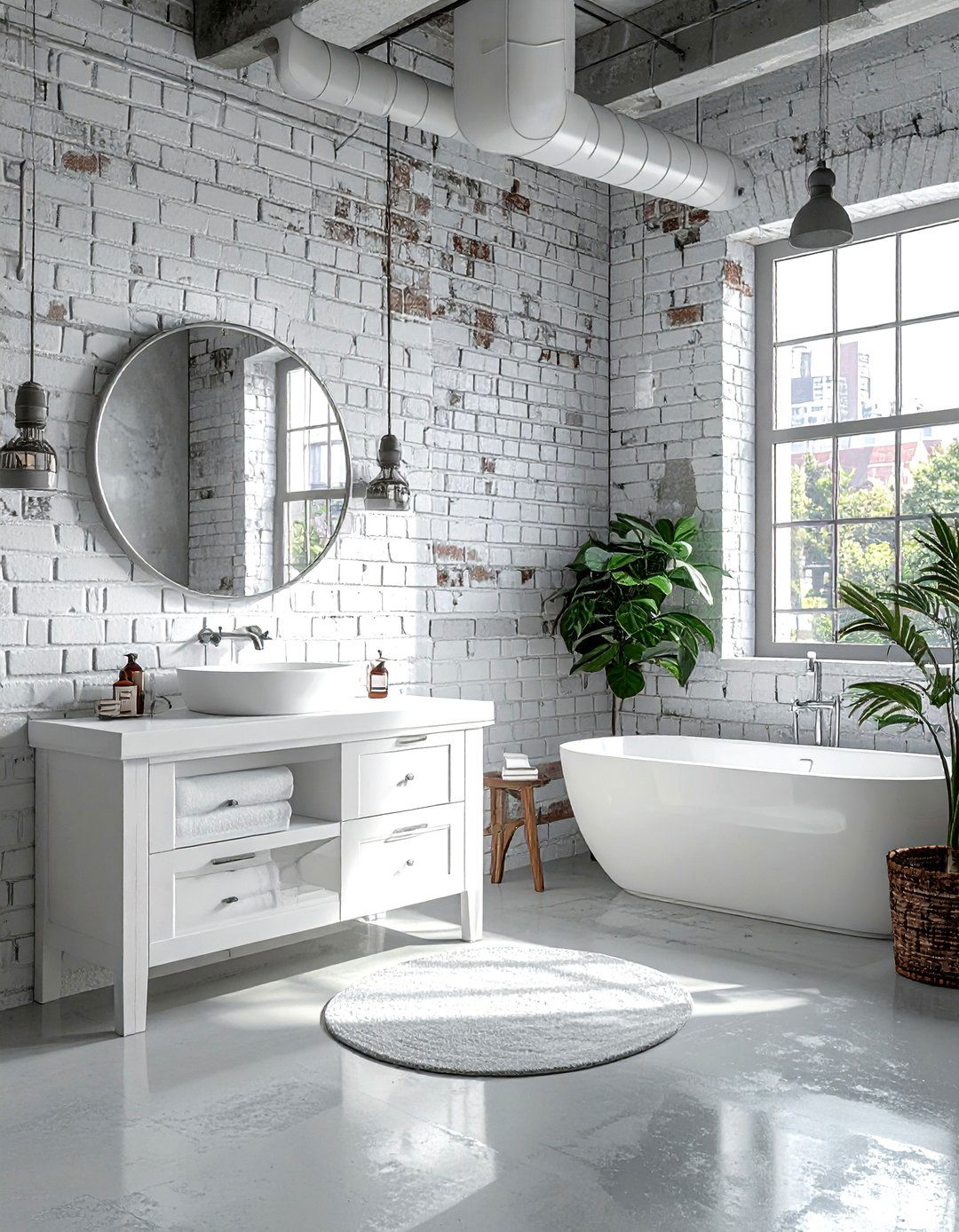 Industrial White Bathroom Style - 30 white and white bathroom ideas