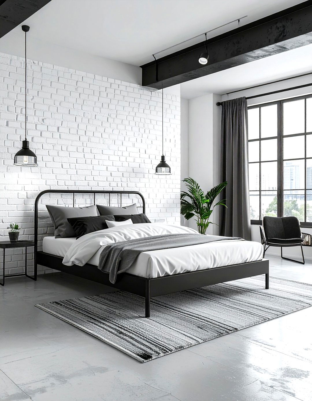 Industrial White Bedroom - 30 minimalist white bedroom ideas
