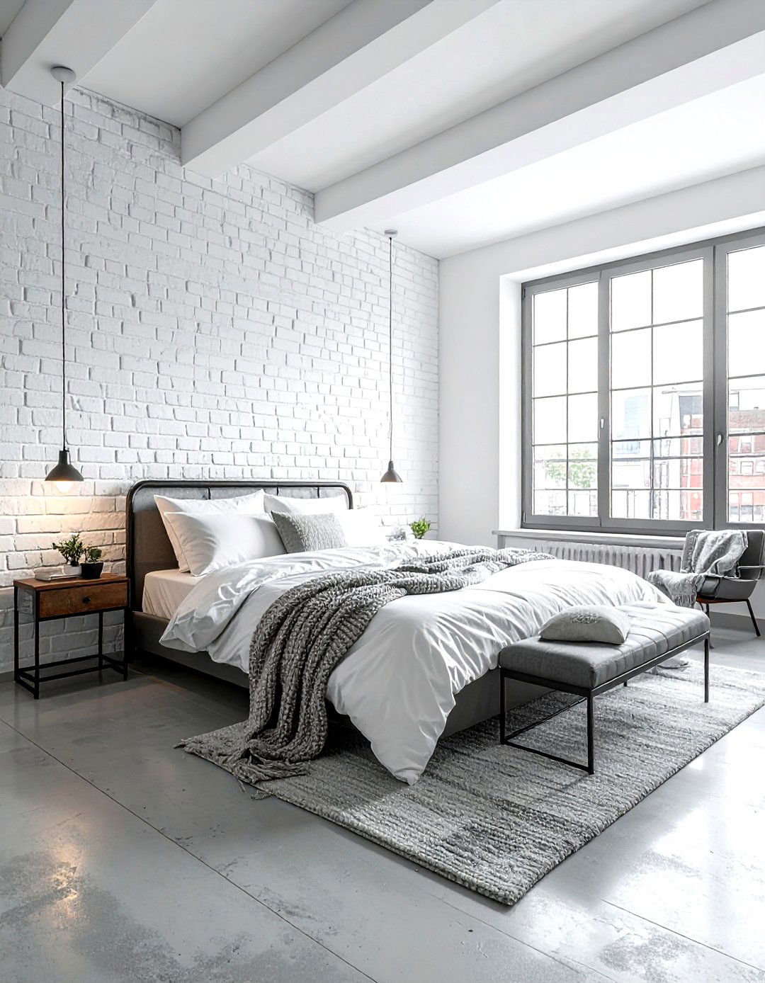 Industrial White Bedroom - 30 modern white bedroom ideas