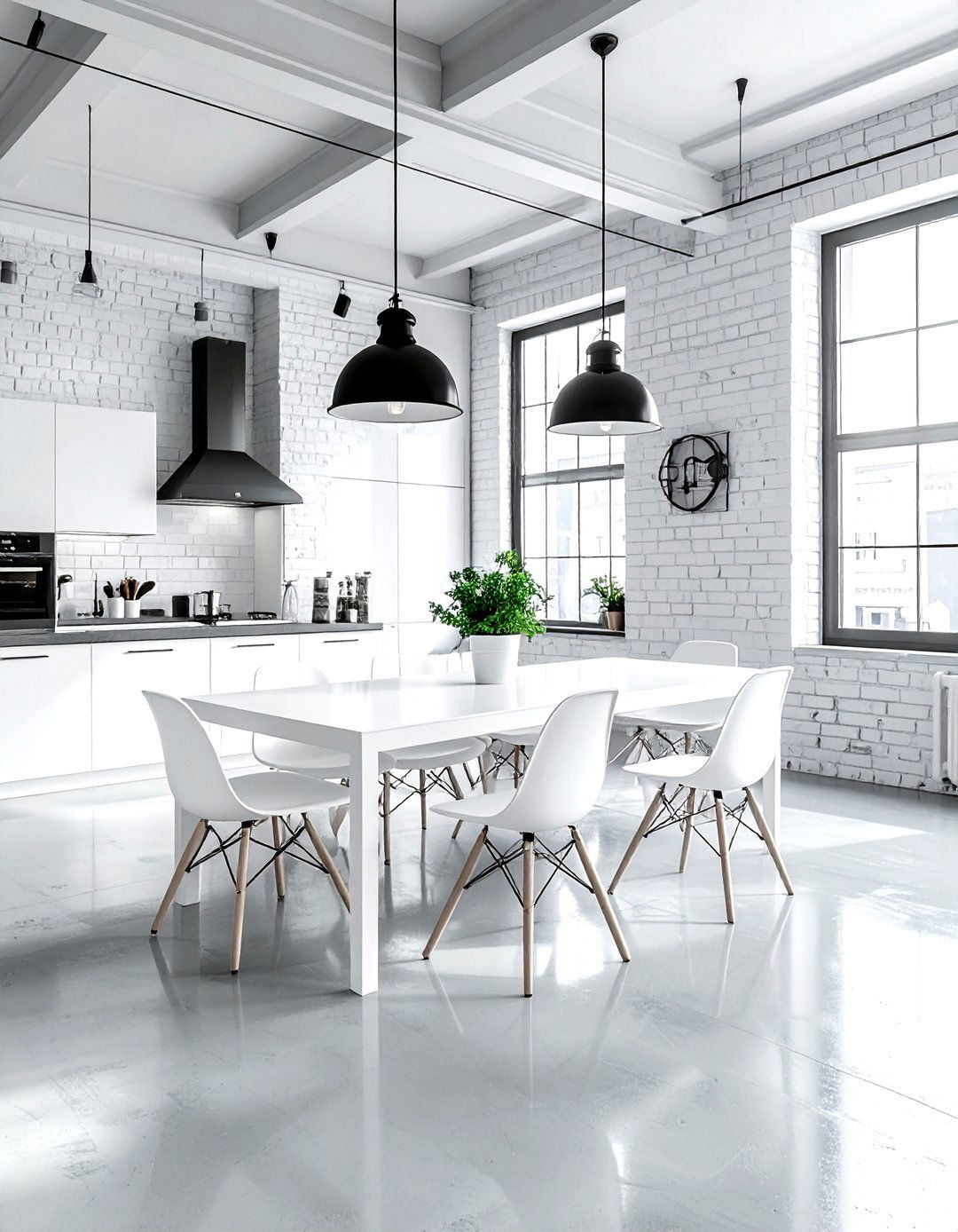 Industrial White Dining Room - 30 white dining room decor ideas