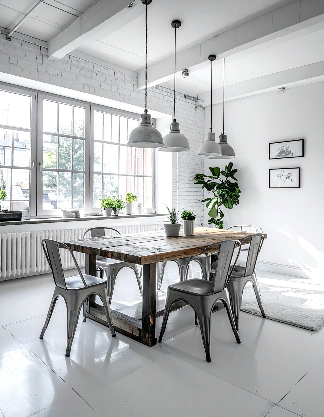 Industrial White Dining Room - 30 white dining room ideas