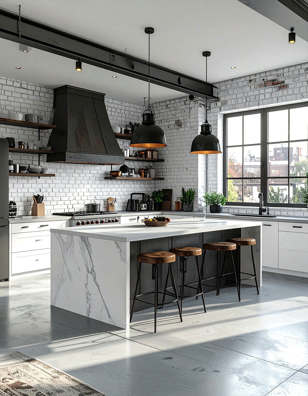 Industrial White Kitchen - 30 bright white kitchen ideas