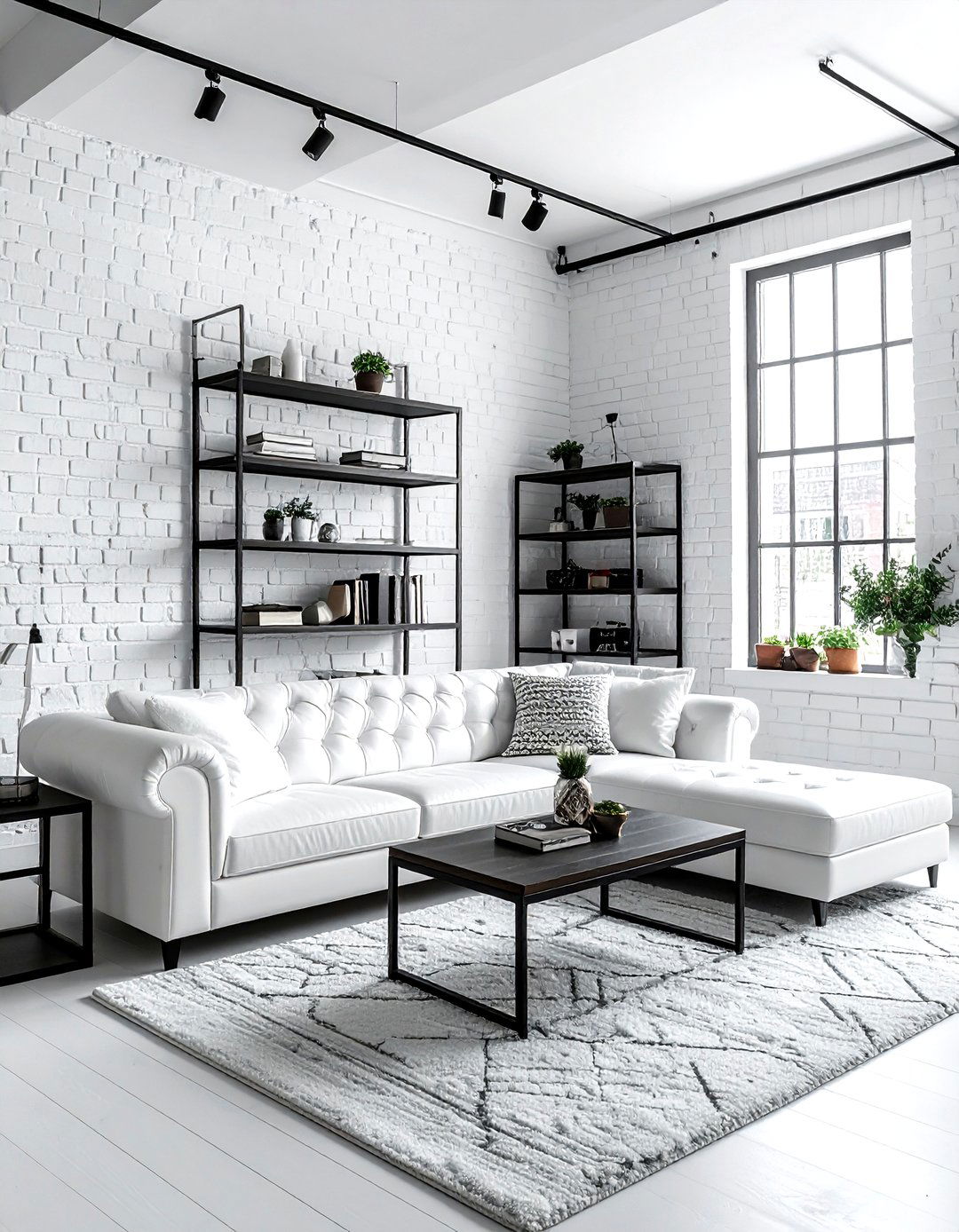 Industrial White Living Room - 30 white living room design ideas